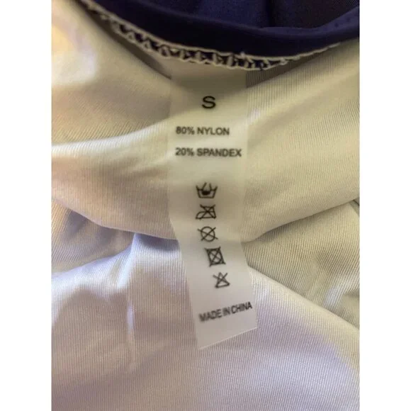 Women’s Navy & White Striped Halter One-Piece Swimsuit With Padded Cups Size S - Picture 5 of 6